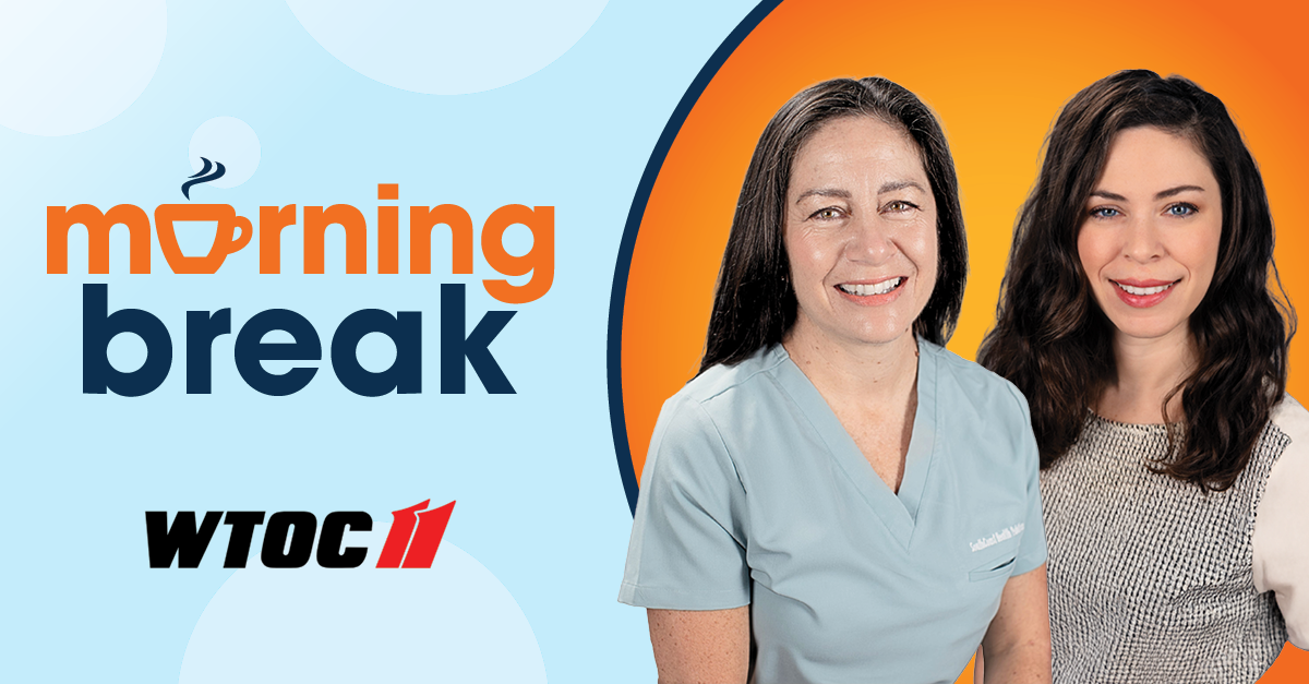 Drs. Mankin and Riegner Headshots with WTOC Morning Break Logo